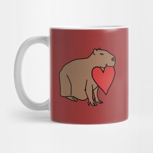 Capybara with Love Heart for Valentines Day Mug